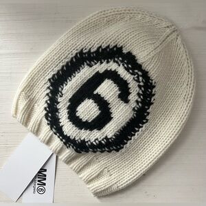 MM6 Maison Martin Margiela Cream Knit Beanie
